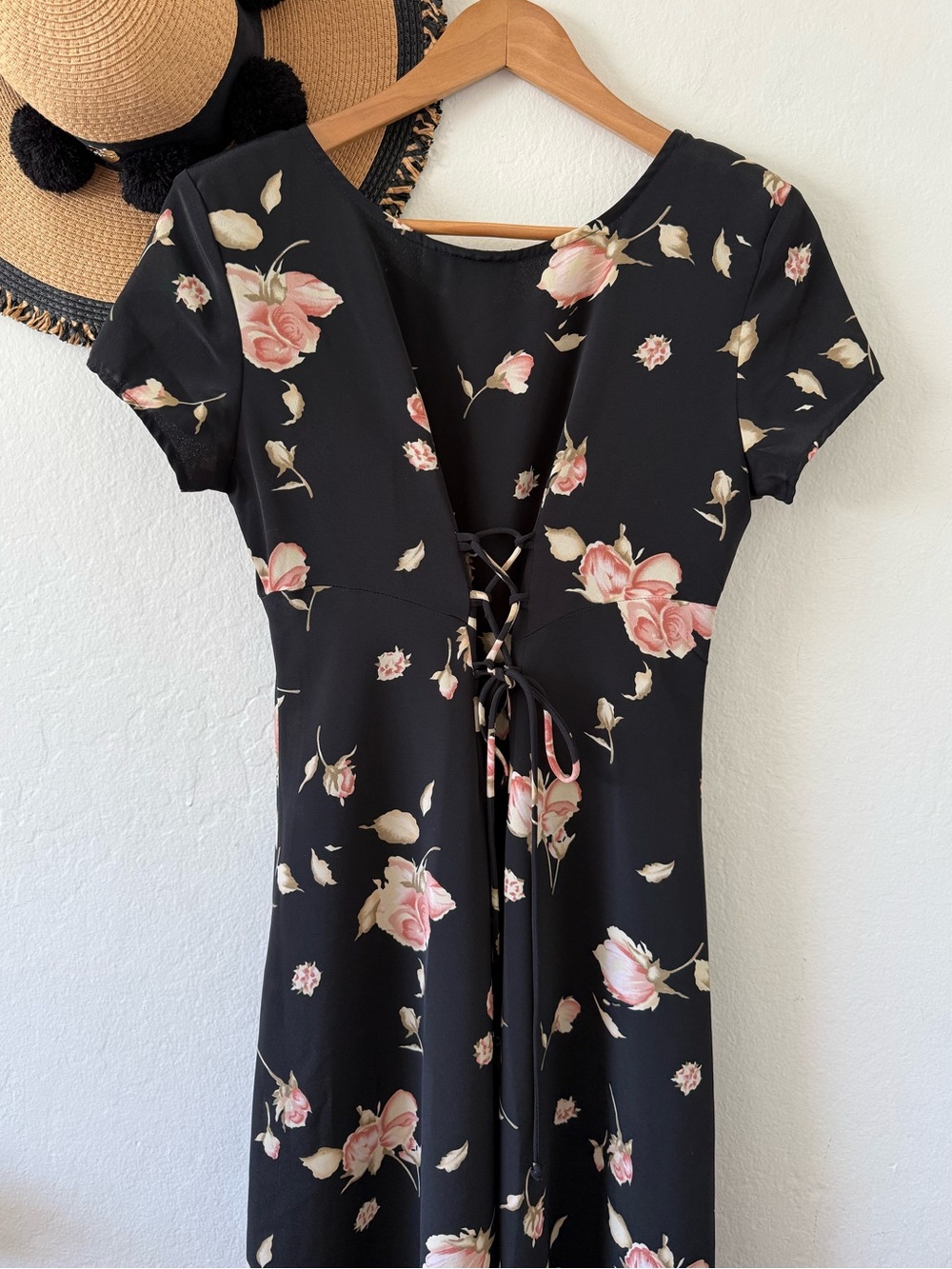 Vintage 90’s Decked Out Black Floral Maxi Dress SZ 5/6 Boho Whimsigoth - Picture 9 of 14